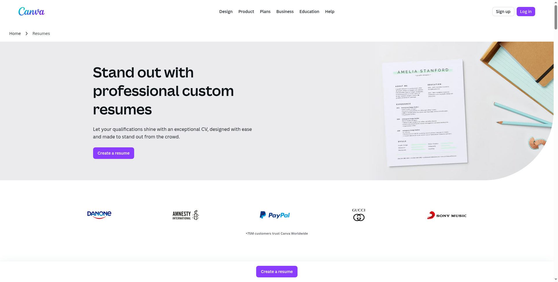 Canva Resume Building