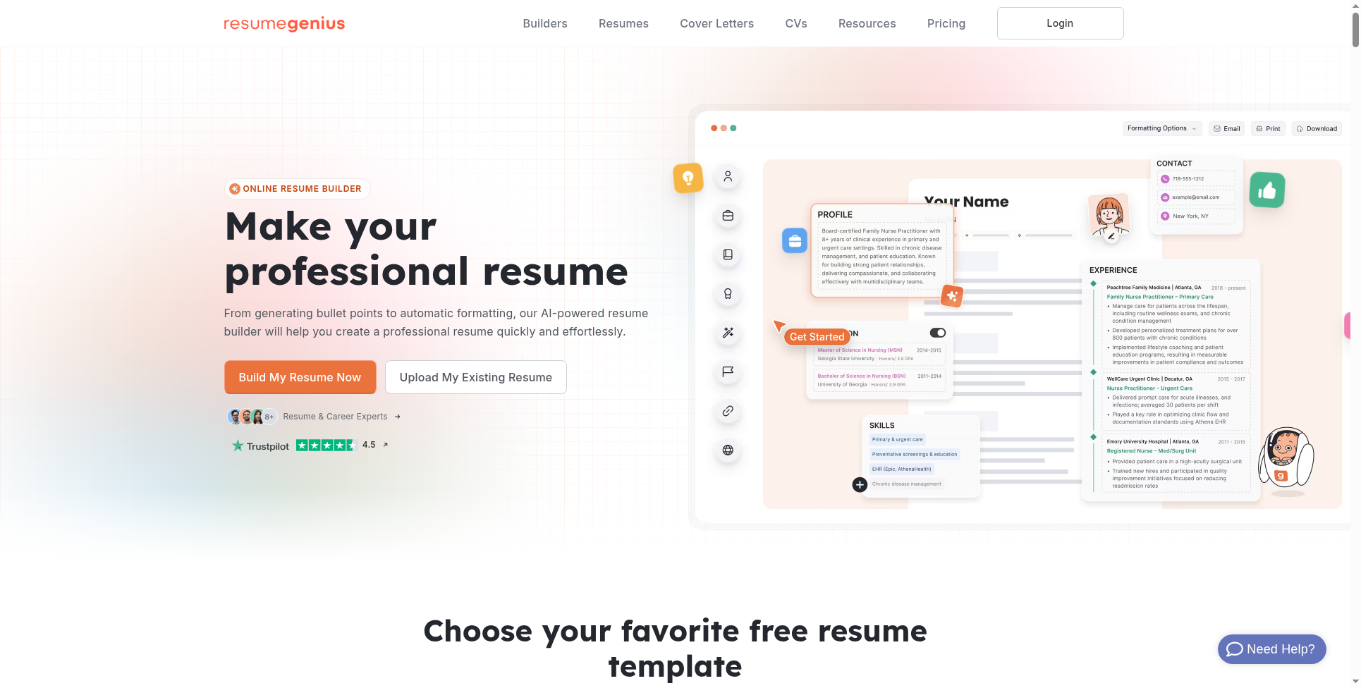 Resume Genius Resume Building - Brilliant Co-Writer