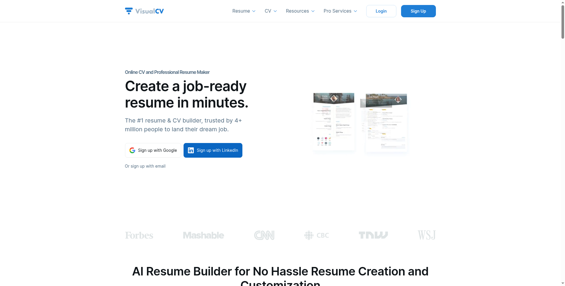 VisualCV free resume builder tool